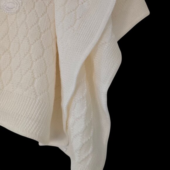 Elegant Baby Crochet Christening Shaw Blanket & Satin Bear Blanket Set Ivory - Picture 5 of 7